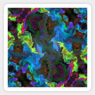 Psychedelic Hippie Square Blue Green and Pink Sticker